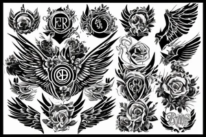 Eris Management brand logo that will make us rich 
wings tattoo idea
