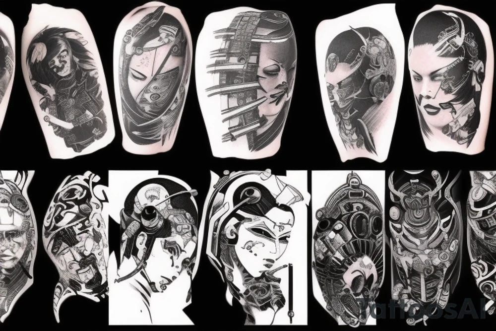 Cyberpunk samurai tattoo idea