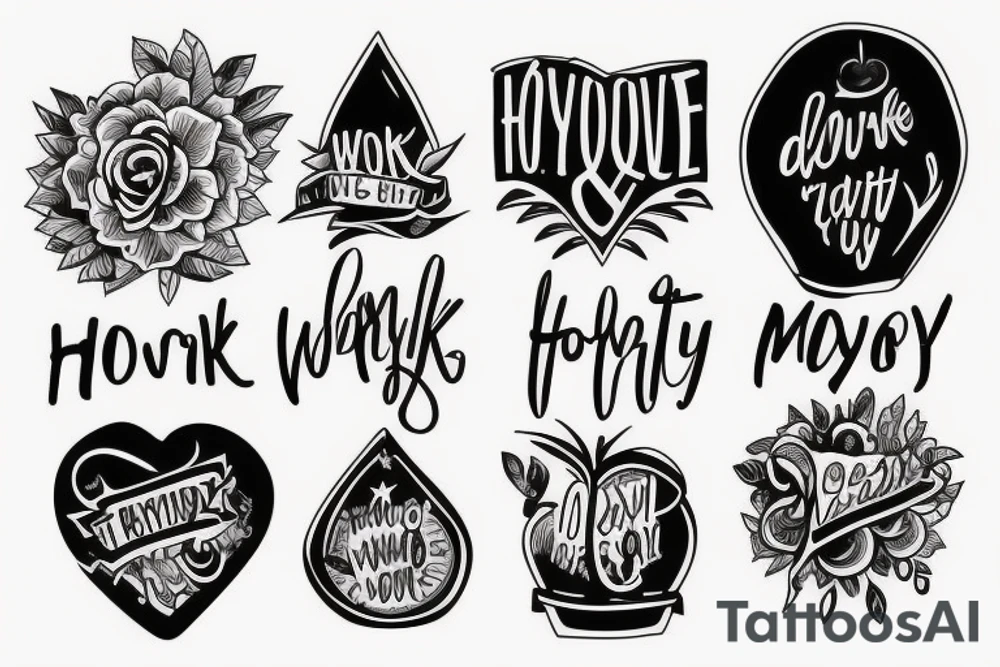 WORK
MOTIVATION
HONESTY
LOYALTY
SUCCESS tattoo idea