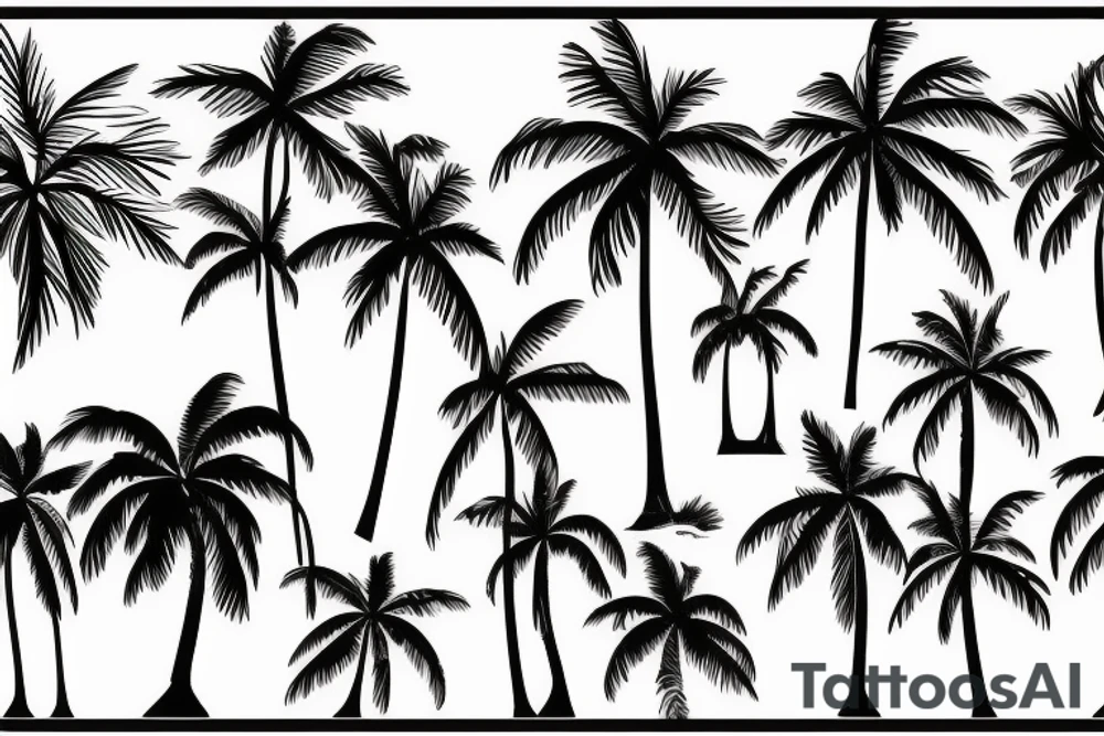 Palm trees with water and sun tattoo idea