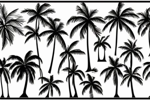 Palm trees with water and sun tattoo idea