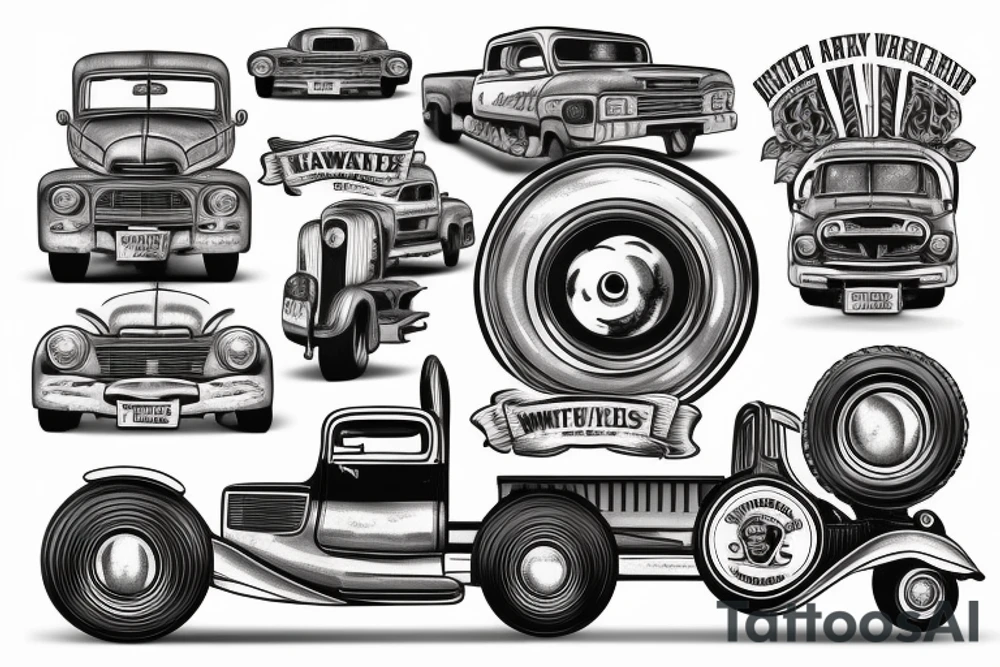 Classic Truck Knockoff whitewall wheels tattoo idea
