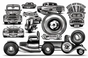 Classic Truck Knockoff whitewall wheels tattoo idea