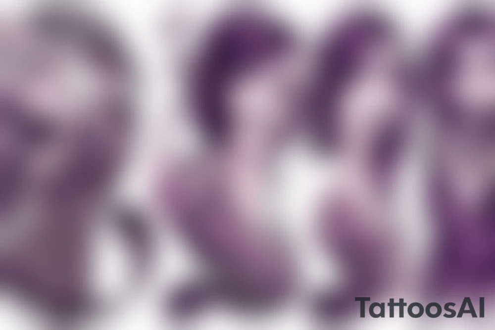 female mermaid with long hair and rectangle breasts tattoo idea