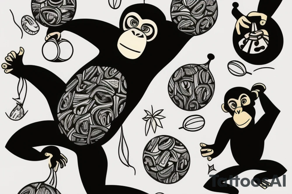 1 chimpanzee bowling with a coconut tattoo idea