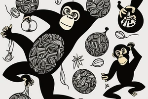 1 chimpanzee bowling with a coconut tattoo idea