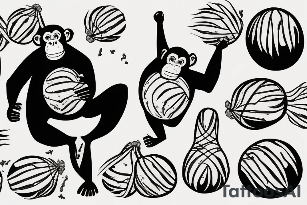 1 chimpanzee bowling with a coconut tattoo idea