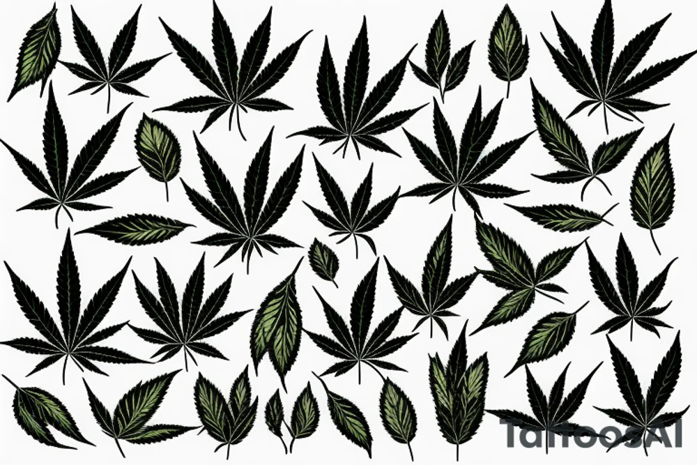 marijuana leaf with a copper colored zipper like blue jeans have tattoo idea