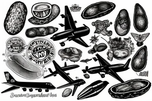 An airplane made out of avocados tattoo idea