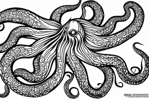 Octopus taking with its tentacles a sphere that contains within the tree of life tattoo idea