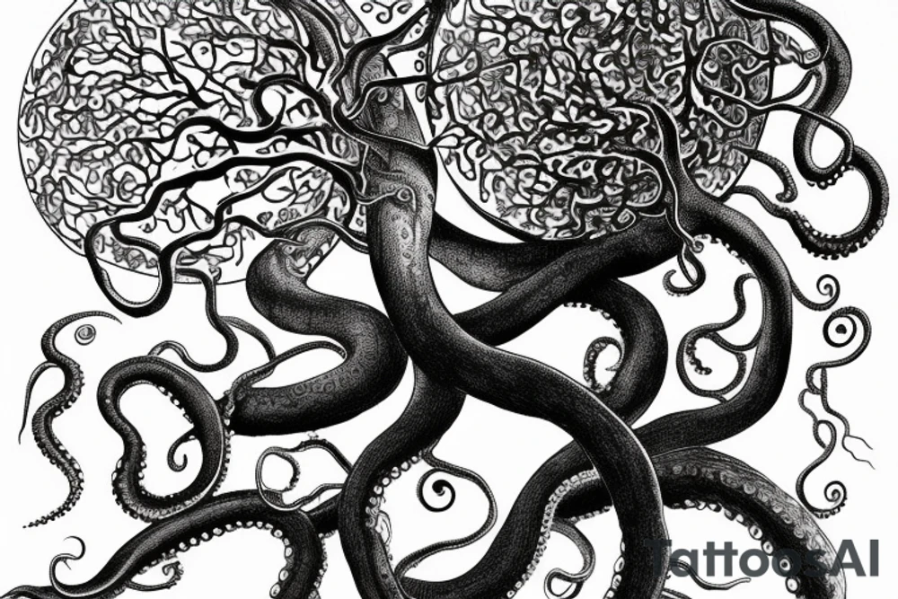 Octopus tentacles a sphere  tree of life tattoo idea