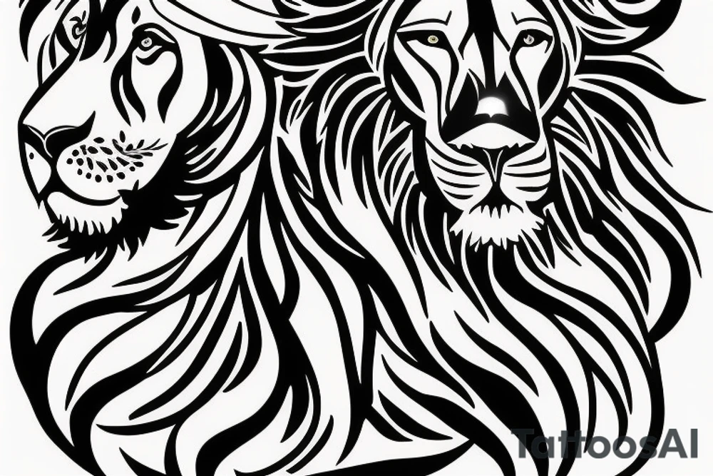 Lion with crown and Sikh hands symbol tattoo idea