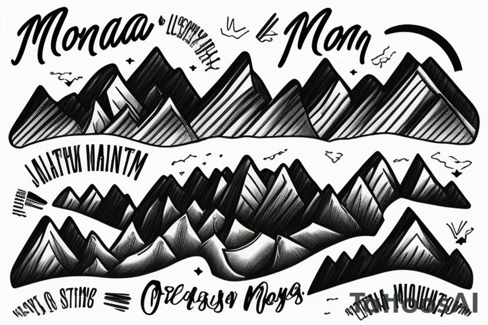 The words “Montana Slim” with mountains in the background tattoo idea