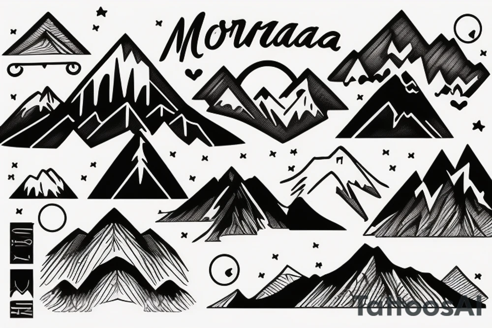 The words “Montana Slim” with mountains in the background tattoo idea