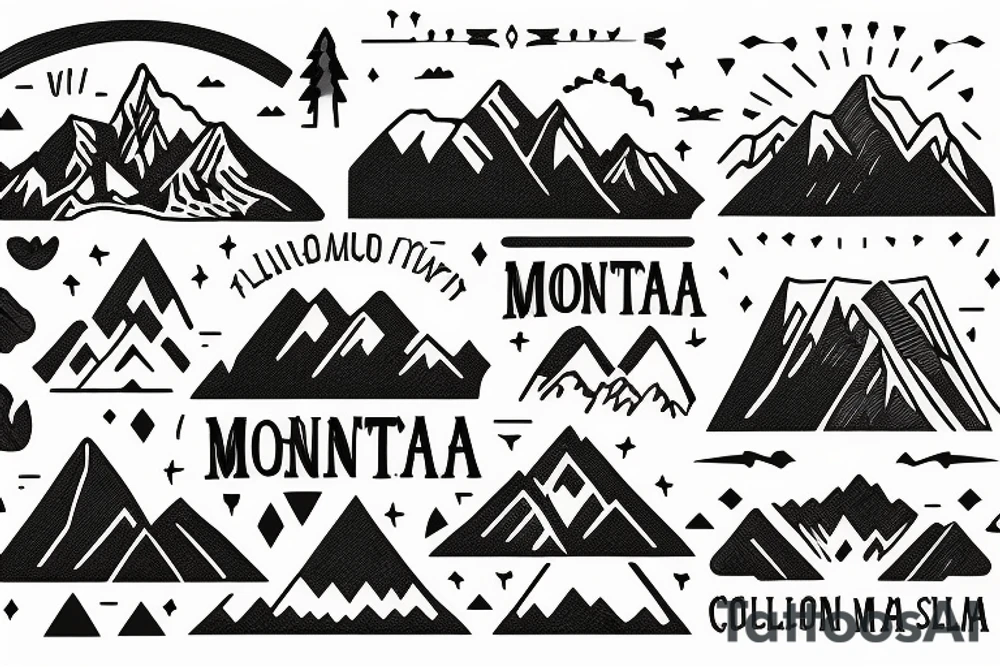 The words “Montana Slim” with mountains in the background tattoo idea