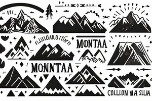 The words “Montana Slim” with mountains in the background tattoo idea