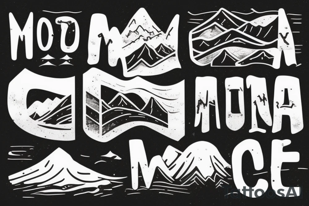 The words “Montana Slim” with mountains in the background tattoo idea