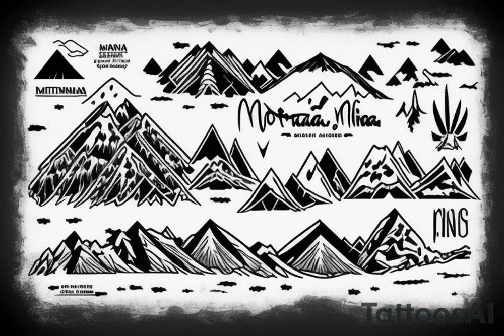 The words “Montana Slim” with mountains in the background tattoo idea