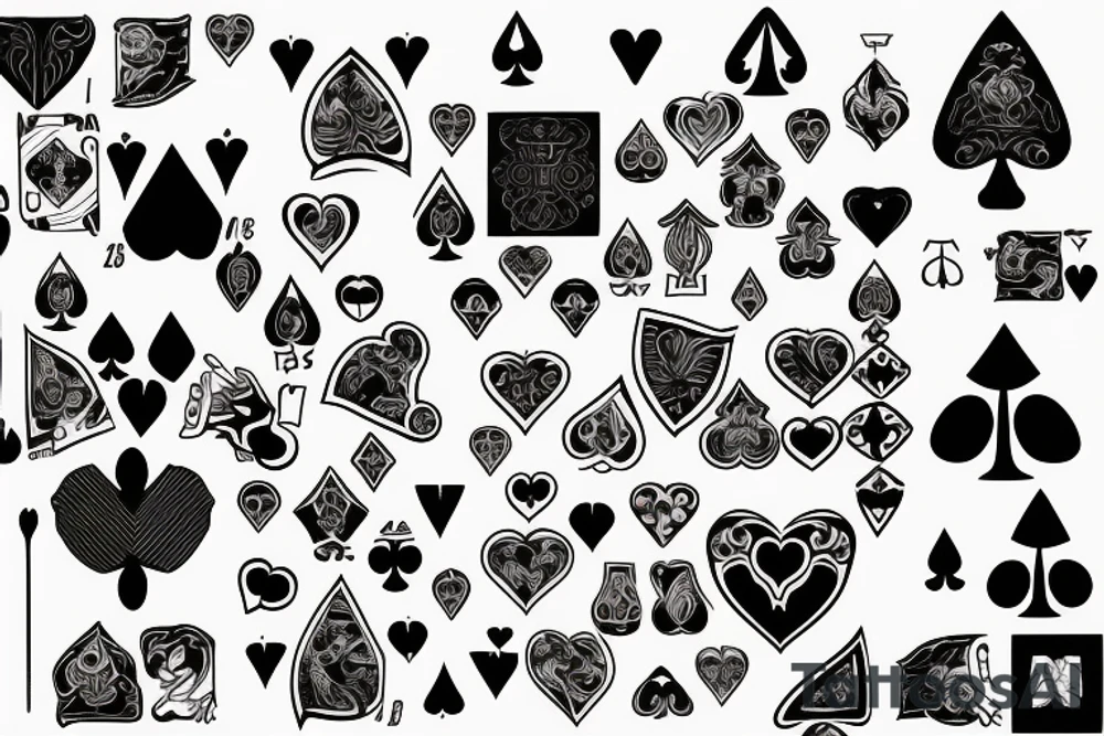 Ace of hearts, jack of spades, minimalistic tattoo idea