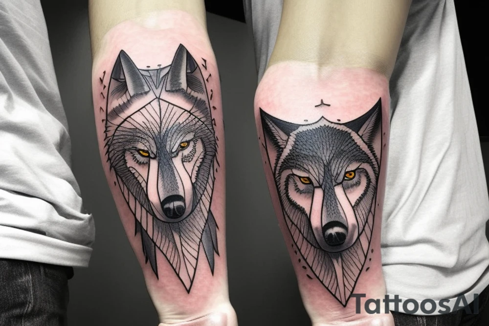 A wolf with a pelican tattoo idea