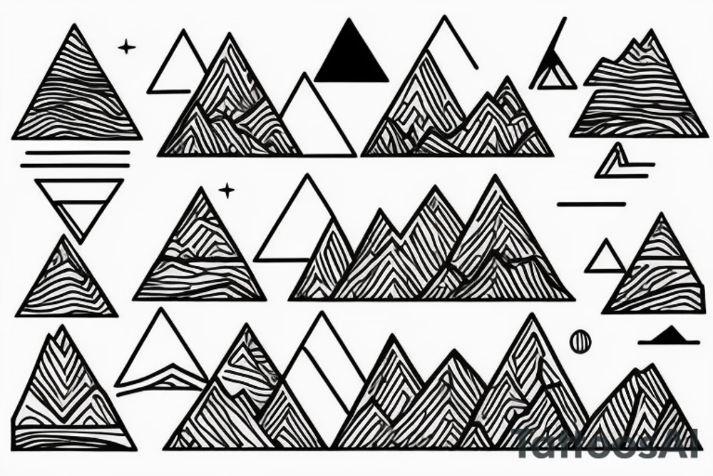Sunrise over mountains in on triangle. Sunset over ocean in another triangle tattoo idea