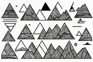 Sunrise over mountains in on triangle. Sunset over ocean in another triangle tattoo idea