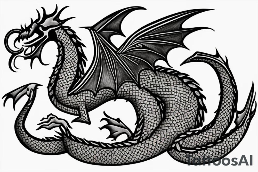 a welsh  dragon with a bass clef tattoo on it tattoo idea
