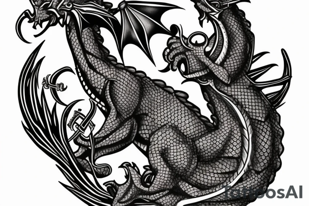 a welsh  dragon with a bass clef tattoo on it tattoo idea