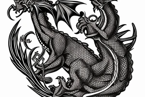 a welsh  dragon with a bass clef tattoo on it tattoo idea
