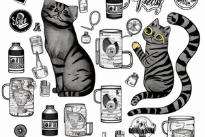 Cat drinking a seltzer tattoo idea