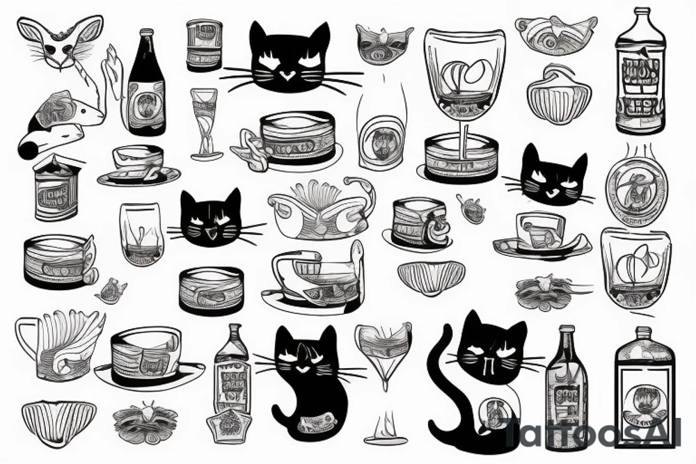 Cat drinking a seltzer tattoo idea