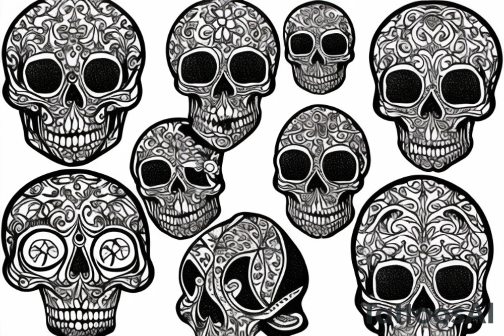filigree around skulls tattoo idea
