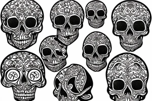 filigree around skulls tattoo idea