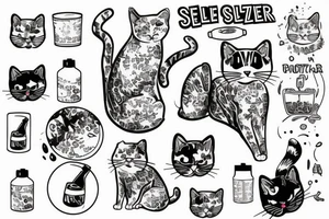 Cat drinking a seltzer tattoo idea