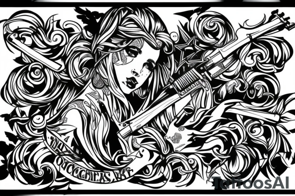 royal angels and ak 47 tattoo idea