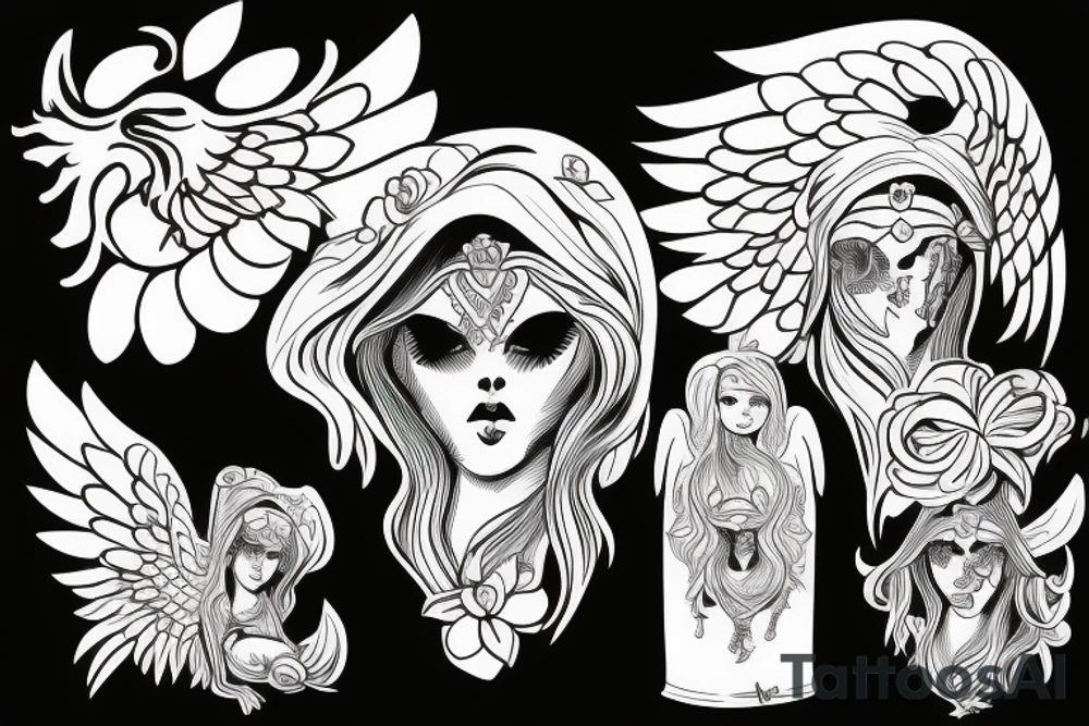 royal angels and ak 47 tattoo idea