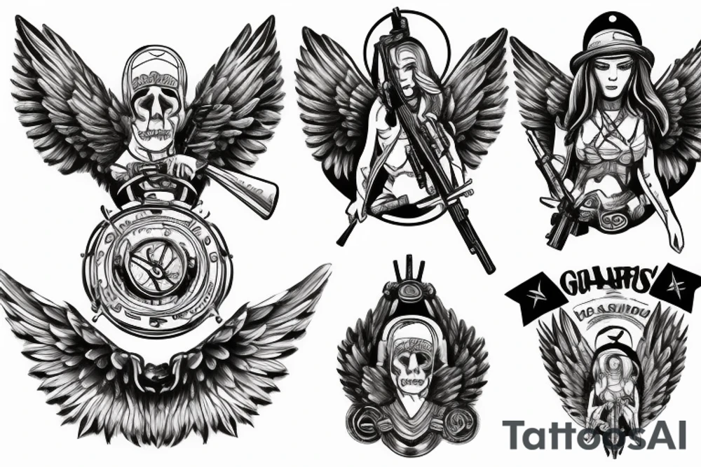 guardian angels and guns tattoo idea