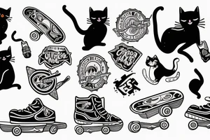 Cat skateboarding tattoo idea
