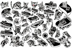 Cat skateboarding tattoo idea