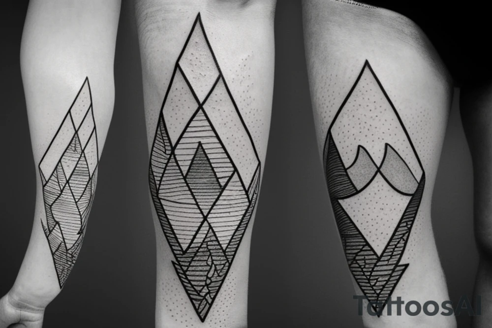 Sunrise over mountains in one triangle. Sunset over ocean in another triangle tattoo idea Sunrise over mountains in one triangle. Sunset over ocean in another triangle tattoo idea