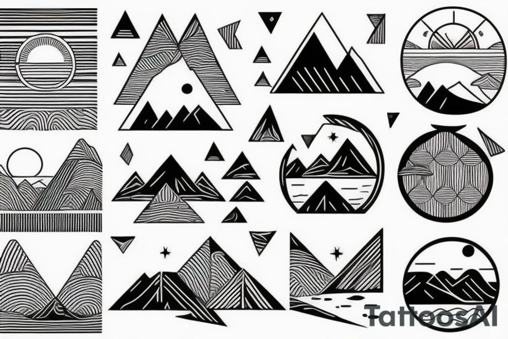 Sunrise over the mountains. Sunset over the ocean tattoo idea Sunrise over the mountains. Sunset over the ocean tattoo idea