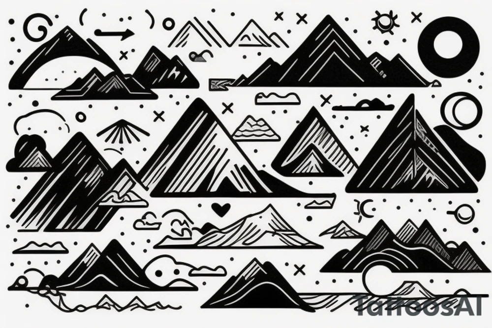 Sunrise over mountains. Sunset over the ocean tattoo idea