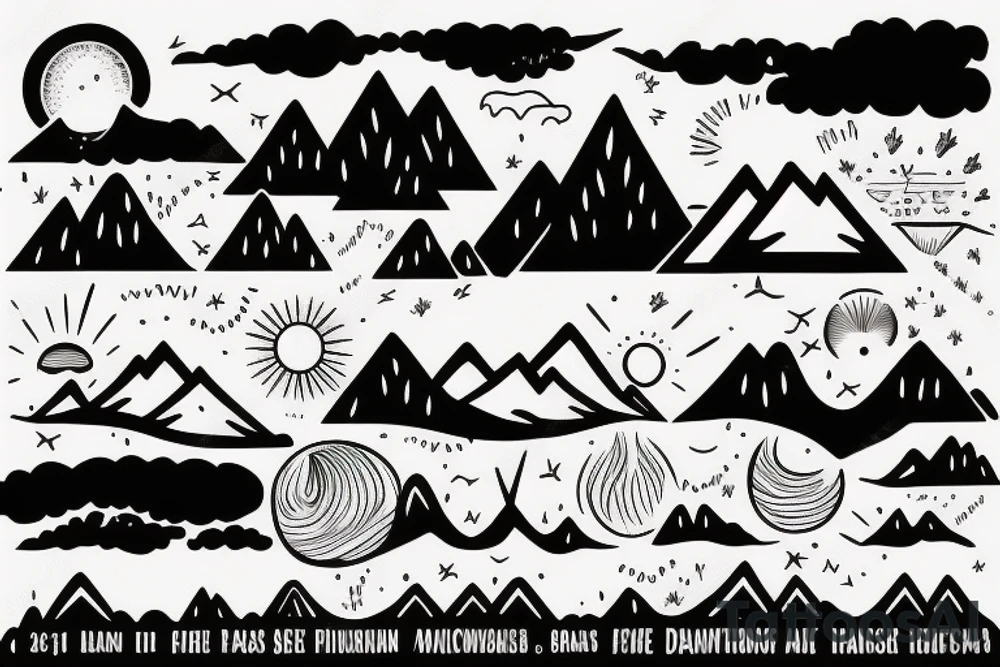 Sunrise over mountains. Sunset over the ocean tattoo idea Sunrise over mountains. Sunset over the ocean tattoo idea