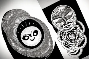 Cresent moon with a face looking up to the side. 
A sun with a face looking down. tattoo idea