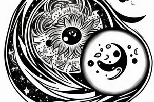 Cresent moon with a face looking up to the side. 
A sun with a face looking down. tattoo idea