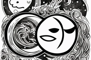 Cresent moon with a face looking up to the side. tattoo idea