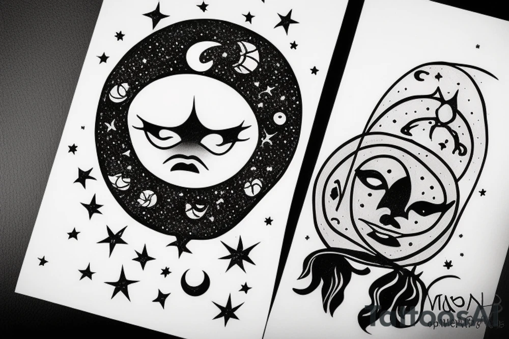 Cresent moon with a face looking up to the side. tattoo idea Cresent moon with a face looking up to the side. tattoo idea