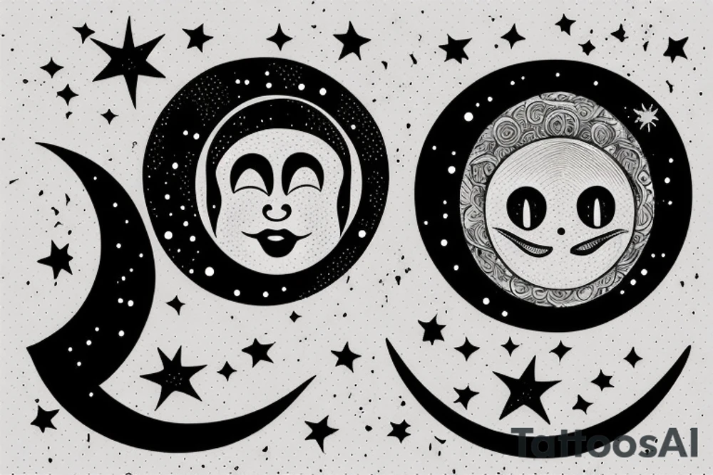 Cresent moon with a face looking up to the side. tattoo idea Cresent moon with a face looking up to the side. tattoo idea