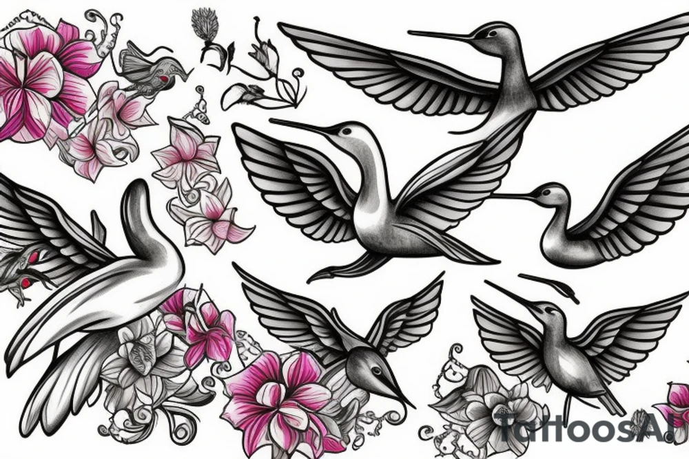 Russian Dallas with a hummingbird and swan in it tattoo idea