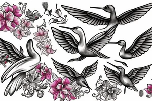 Russian Dallas with a hummingbird and swan in it tattoo idea